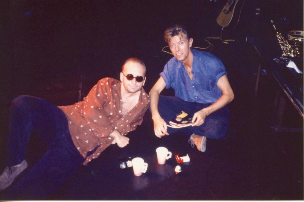 David Bowie with bandmate